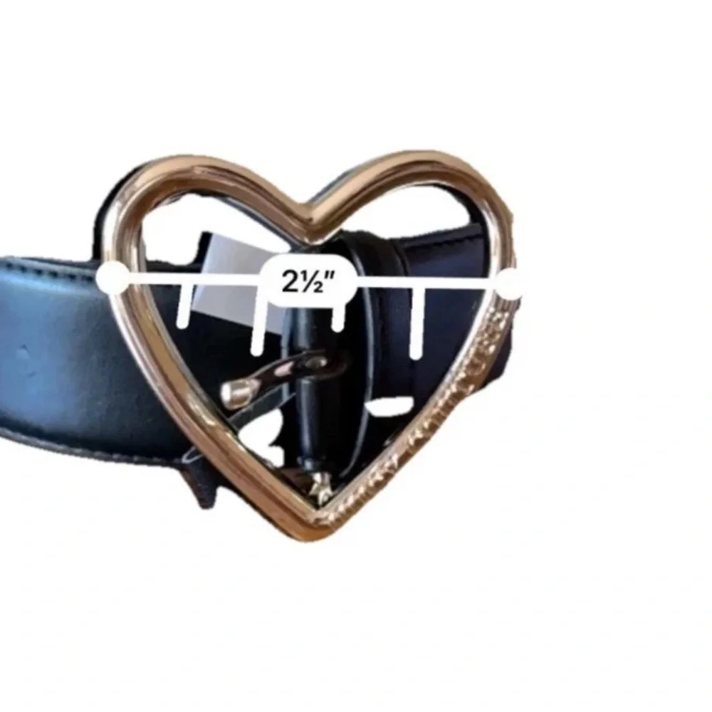 JUICY COUTURE Black BELT Gold Tone Heart Buckle NEW IN BOX L/XL